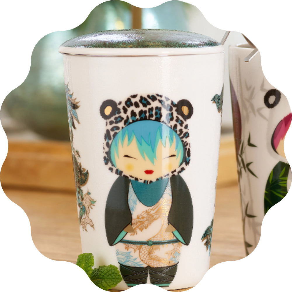 Tisanière panda bleue