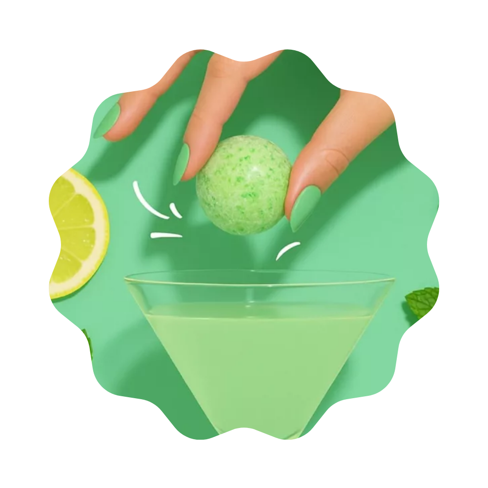 Bombe à cocktail Citron vert menthe vert rhum sans alcool