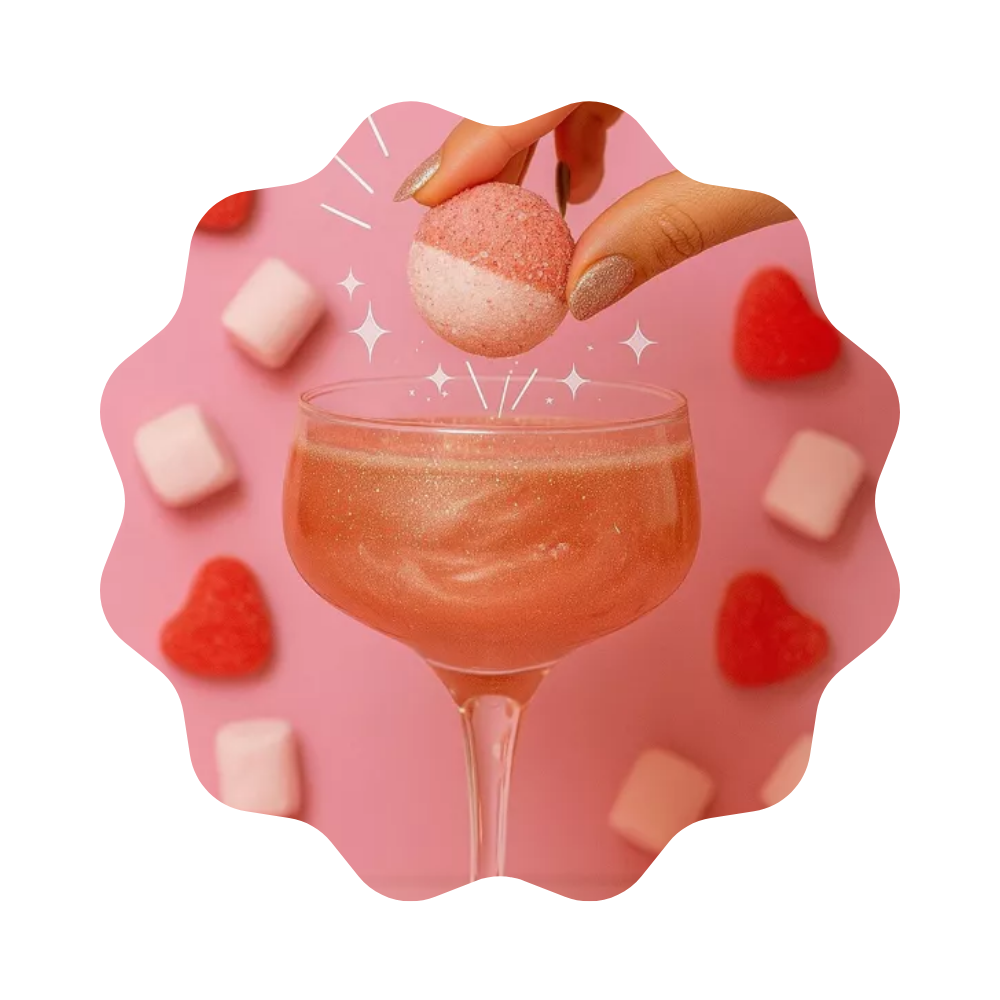 Bombe à cocktail Guimauve, fraise tagada sans alcool